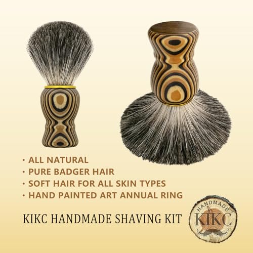 KIKC Hand Crafted Pure Badger Hair Shaving Brush with Wood Handle