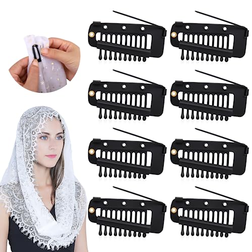 Vodolo Black Chunni Clips with Safety Pins, 8 Pack for Dupatta & Hair Accessories