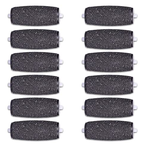 COOMATEC Black Extra Coarse Replacement Roller Heads for Amope Pedi Foot Files (12 Pack)