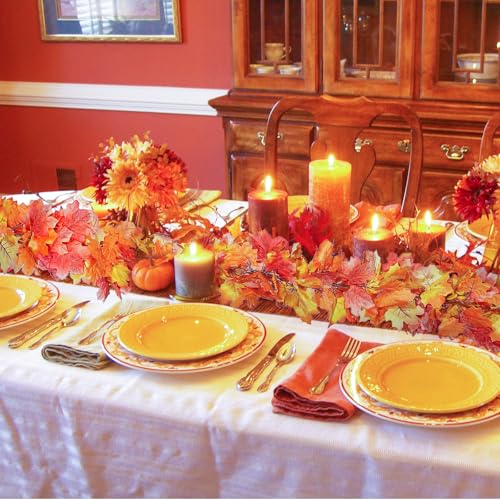 Artificial Fall Maple Leaf Garland - 18 Feet Total for Thanksgiving Decor