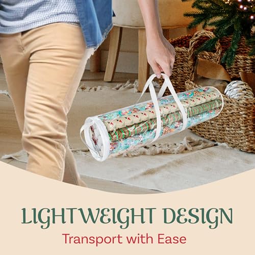 Elf Stor Wrapping Paper Storage Bags - Set of 2 Clear Totes for 30-Inch Rolls