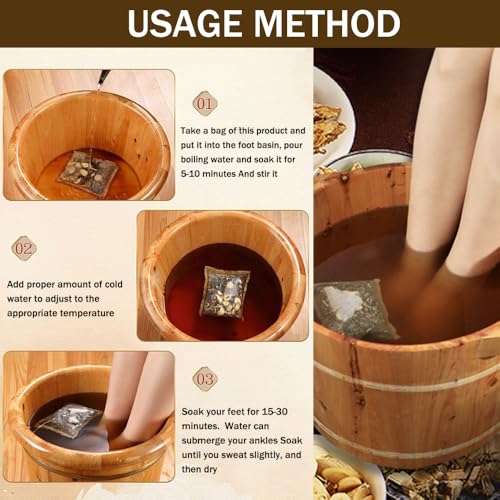 Ouliget 18-Herb Ginger Mugwort Foot Soak Bags - 15 Pack Detox Bath