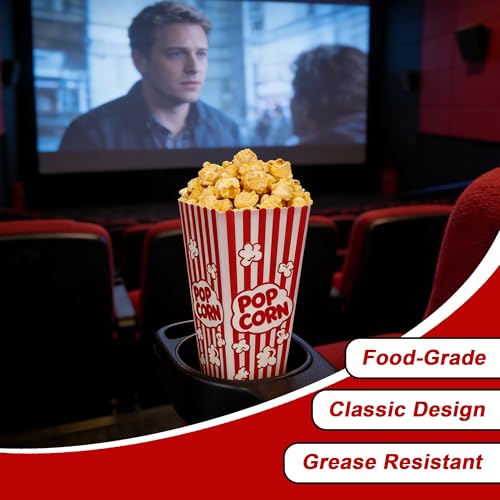 Homrelaxy 5 Pack Reusable Popcorn Containers - Classic Red & White Buckets