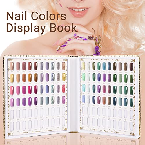 Segbeauty 120 Nail Color Chart Display Book - Golden Nail Polish Organizer