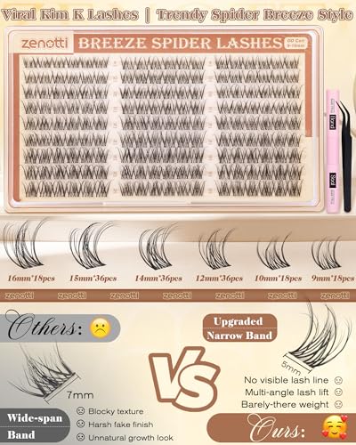A-DD Curl Breeze Spider Lash Clusters Kit 162PCS by zenotti - Kim K Style Natural Eyelash Extensions