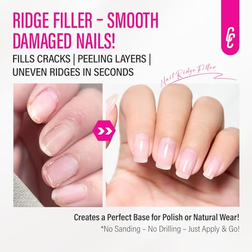 CHUCHU 15ml Nail Strengthener & Growth Treatment - 8-in-1 Clear Nail Hardener & Ridge Filler for Damaged Nails