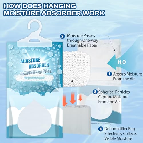 Corodo 5 Pack Hanging Moisture Absorber Bags - Dehumidifier for Closet & Bathroom
