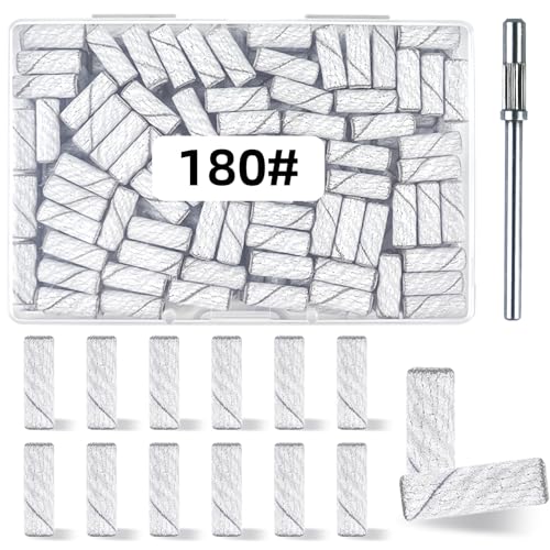 100 Pcs 180 Grit Mini Sanding Bands for Nail Drill - White
