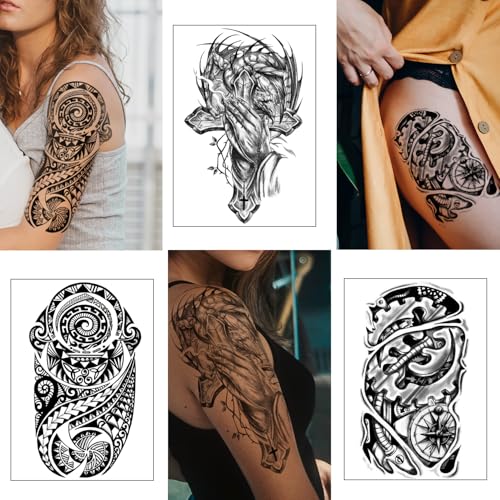 Yazhiji Wolf Temporary Tattoos Set for Men & Women - 36 Sheets, Waterproof & Realistic Body Arm Chest Shoulder Designs