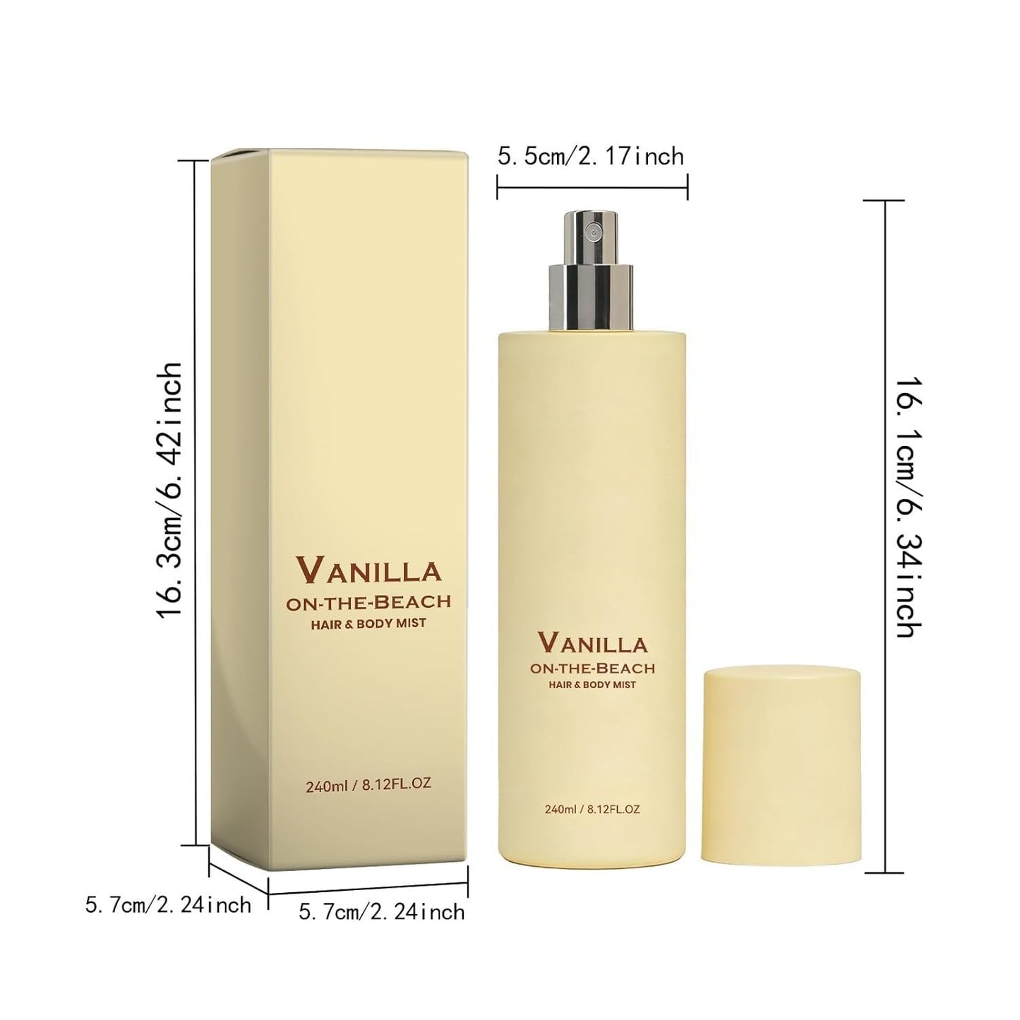 Vanilla On The Beach Hair & Body Mist - Long-Lasting Natural Scent | Lightweight Portable Spray (1pc)