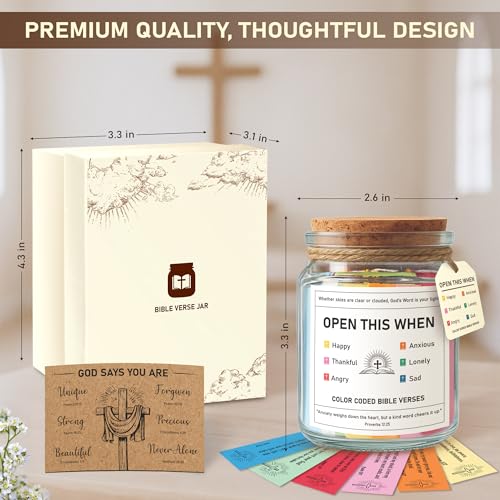 Bible Verse Prayer Jar with 90 Color-Coded Scripture Cards