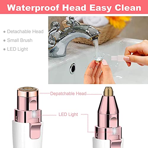 LAIKME White Facial Hair Remover & Eyebrow Trimmer 2-in-1 - Portable Rechargeable Epilator for Lips, Body, Chin, Arms, Legs