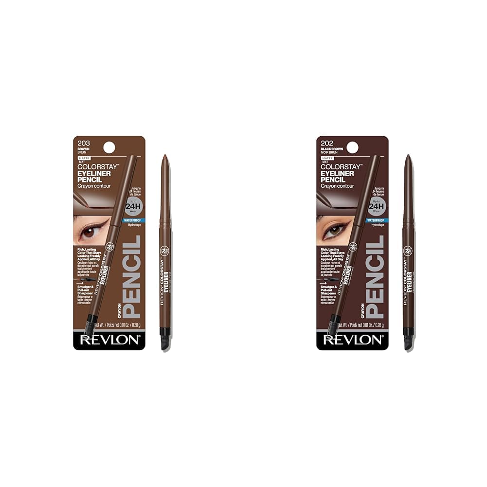 Revlon ColorStay Waterproof Eyeliner Pencil - Smudge-Proof Matte Finish, 203 Brown | 0.01 oz