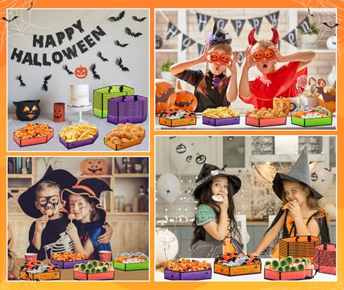 Geefuun 100Pcs Halloween Coffin Food Trays - Disposable Snack Dishes