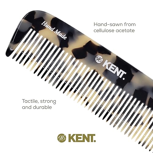 Kent 12T TW Pocket Comb White Tokyo - Handmade Wide Tooth Detangler for Men, Women & Kids