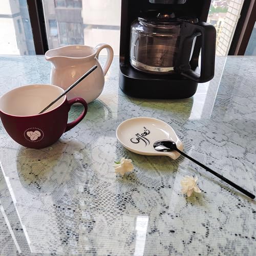 Ceramic Coffee Spoon Rest with Stainless Steel Spoon - Multi-Use Holder