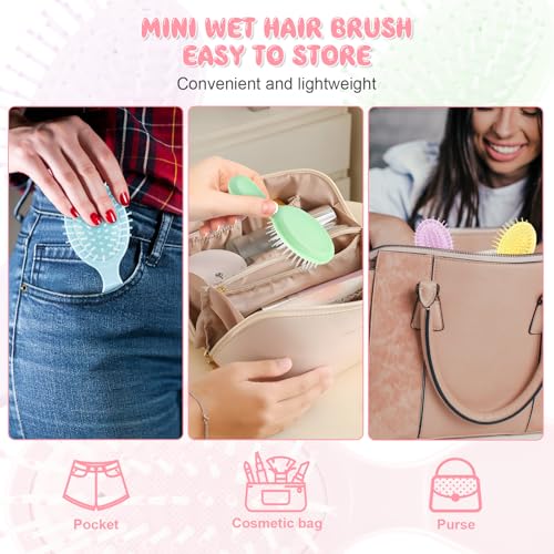 HOFASON Mini Wet Hair Brush Set - 4 Pack Travel Size for Girls
