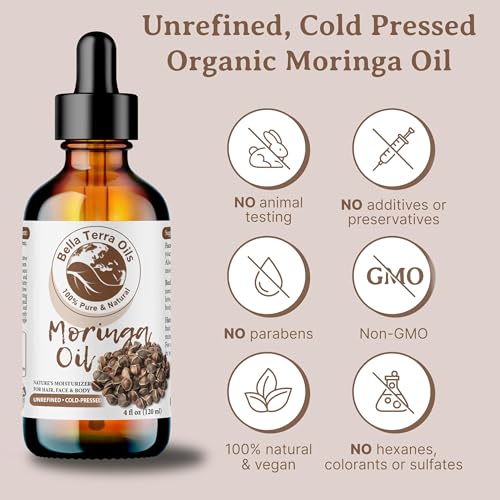 Bella Terra Oils Natural Moringa Seed Oil 2oz - Pure Nourishing Skin & Hair Oil