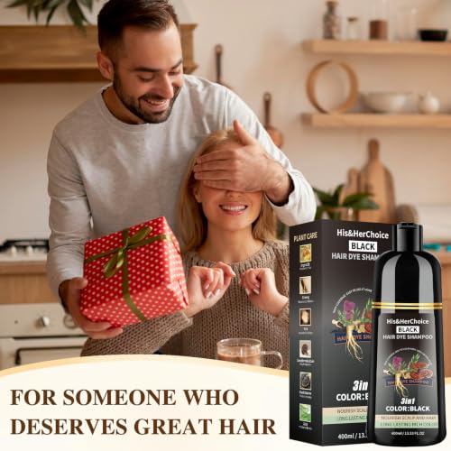 Black Hair Dye Shampoo 3-in-1 for Natural Gray Coverage