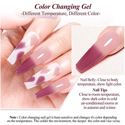 Jelly Pink Color Changing Gel Nail Polish Set - 6 Bottles