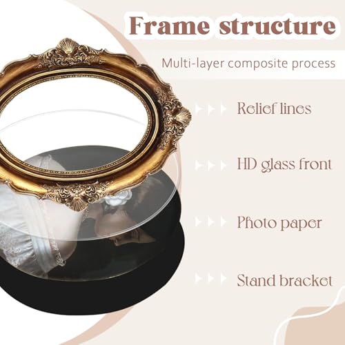 Jiozermi Vintage Oval Picture Frame 4x6 - Antique Bronze Gold Design
