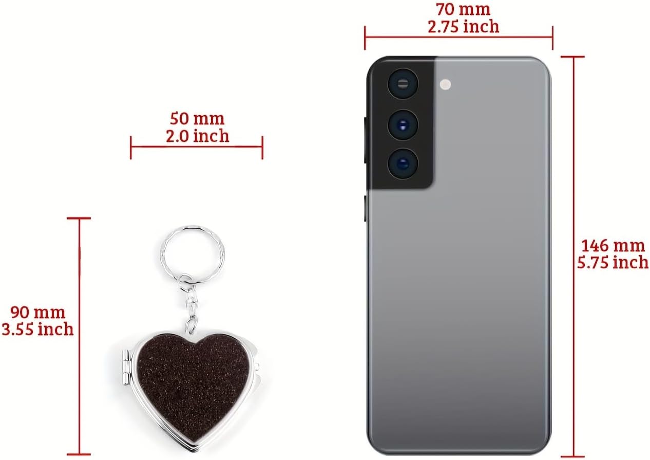 Portable Heart-Shaped Folding Makeup Mirror - Double-Sided Design with Sparkling Sticker | Ideal for Home & Travel - White