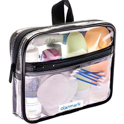 Olanmark Black TSA Approved Clear Toiletry Bag 3-1-1 Travel Organizer