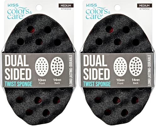 KISS Dual Sided Twist Sponge - Medium, Pack of 2 Hair Styling Tool