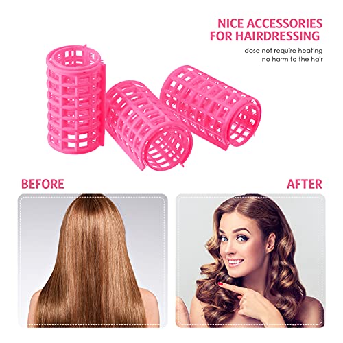 Syhood 12 Pcs Pink Hair Rollers Set - Large Curlers 2.6x1.4 Inch