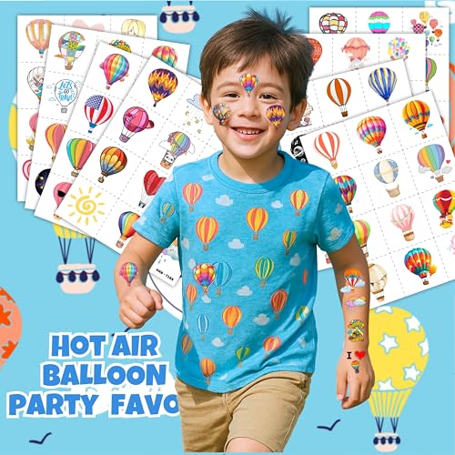 96-Pack Hot Air Balloon Temporary Tattoos for Kids – Pre-Cut Party Favors