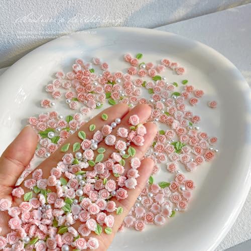 3D Flower Nail Charms with Pearls – 60 Pcs Nail Art Decorations for Manicure & DIY Crafts