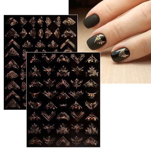 JMEOWIO 12 Sheets Self-Adhesive Floral Nail Art Stickers