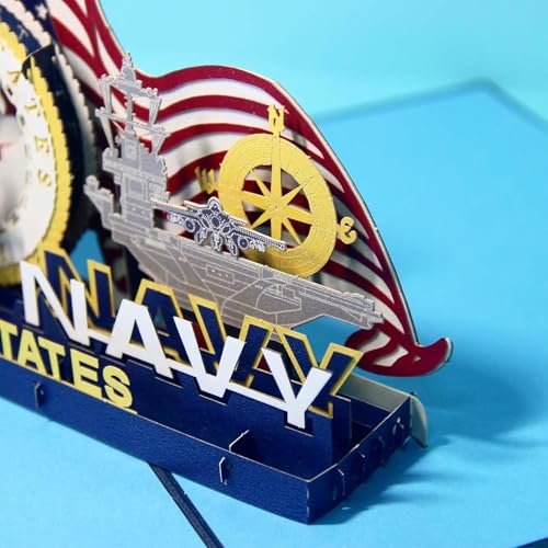 US Navy Handmade Pop-up Greeting Card with Note & Envelope