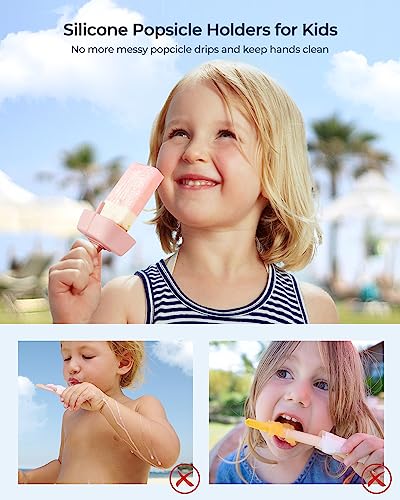 AODISTUCE Silicone Popsicle Holders Set with Neoprene Sleeves - 8 Pack, No Drip Design for Kids