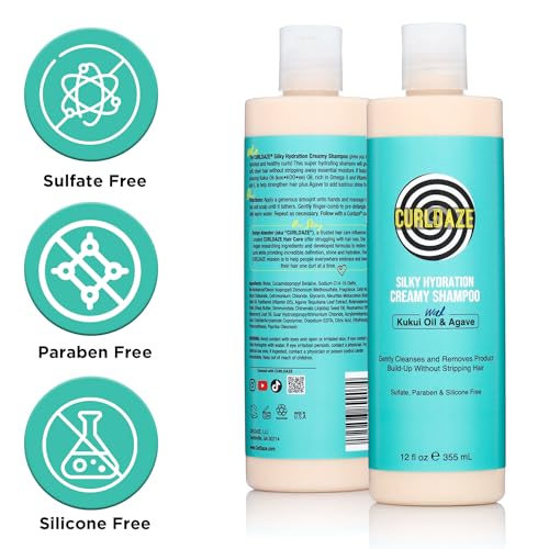 Curldaze Hydrating Cream Shampoo with Kukui Oil & Agave for Curly Hair