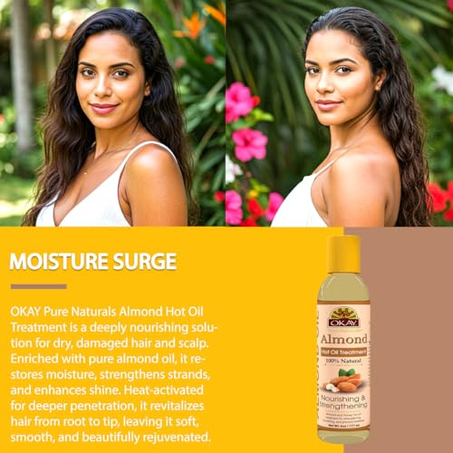 OKAY Almond Hair Oil Treatment for Strengthening & Nourishing 6oz