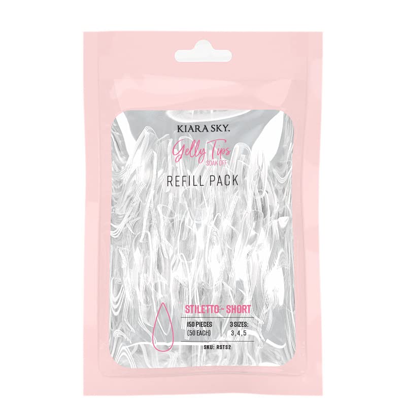 Kiara Sky Gelly Tips Refill Packs - Stiletto Soft Gel Tips Sizes 3, 4, 5