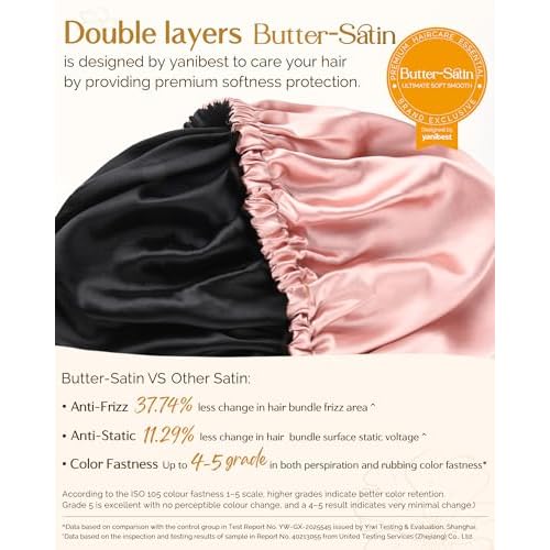 YANIBEST Adjustable Satin Bonnet Double Layer Hair Bonnet for Sleeping Bonnets for Women Hats Curly Natural Hair, Blush Pink