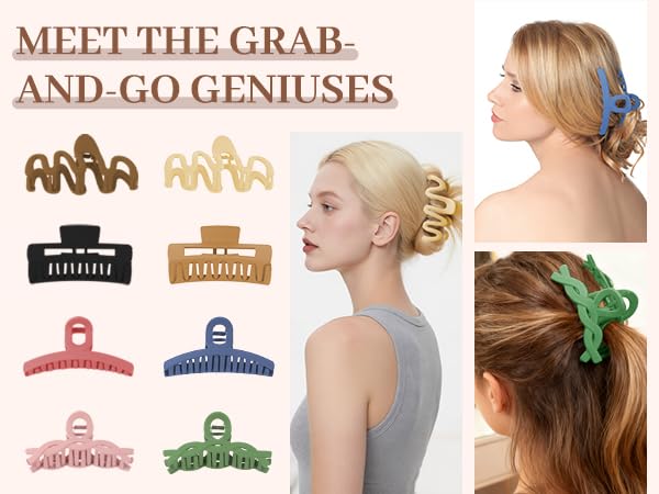 Large Matte Non-Slip Hair Clips for Women - 8 Pack, Stylish & Gentle for All Hair Types