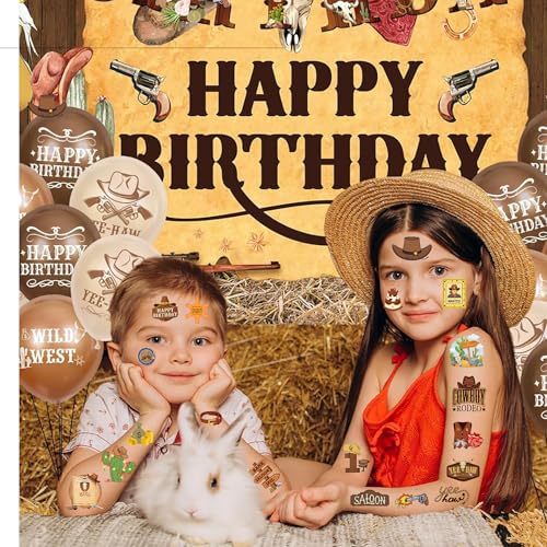 50 PCS Cowboy Temporary Tattoos for Kids Birthday Party Favors