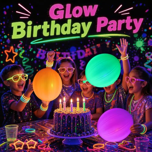 Mega-Loopolis Glow in the Dark Punch Balloons - 24 PCS Party Favors