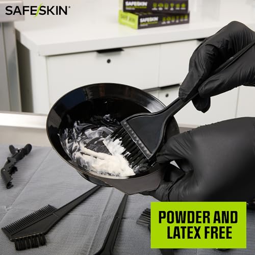 SAFESKIN Black Nitrile Disposable Gloves - Powder Free, 3.5 Mil
