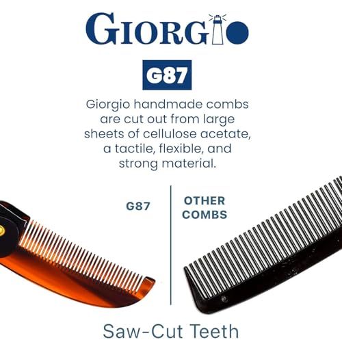 Giorgio G87 Folding Mustache & Beard Comb 2 Pack - Handmade Pocket Combs for Men