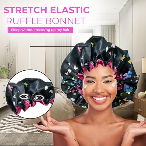 Ruffle Silk Satin Sleep Bonnet for Women | Be Beautiful Extensions