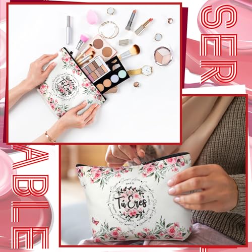 Inspirational Floral Bible Verse Tote & Makeup Bag Set for Women