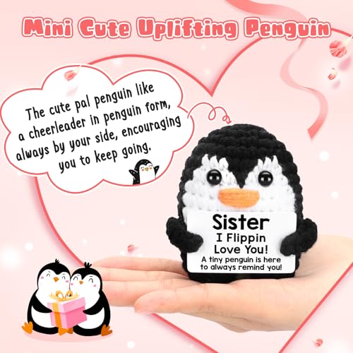 Handmade Crochet Penguin Gift for Sister - Funny Pocket Companion