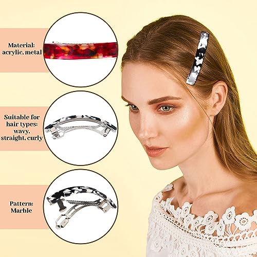 6 Pcs Tortoiseshell Hair Barrettes for Women - Stylish Clips