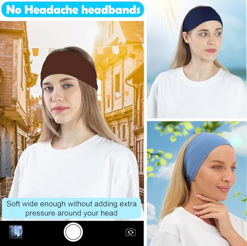 RITOPER Wide Non-Slip Headbands for Women - 10 Pack Soft Yoga Hair Bands