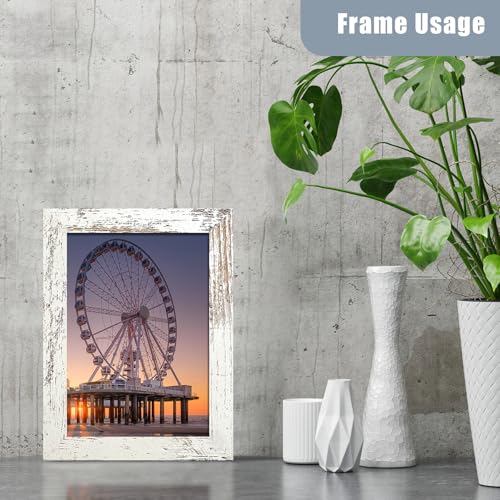 BESCRCL Set of 6 Distressed White 4x6 Picture Frames