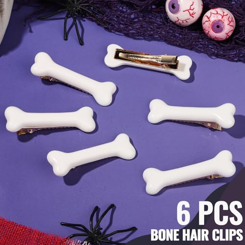 YGDZ 6PCS Bone Hair Clips Set - Cute Gothic Hair Accessories for Halloween & Cosplay